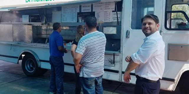 Rep. Ruben Gallego at a taco truck in Phoenix on Friday, Sept. 2, 2016.