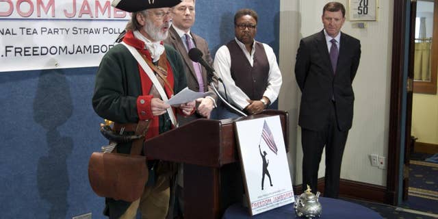 William Temple, chair of the National Tea Party Convention speaks at a Washington press conference Monday. (Fox News Photo / Wes Barrett)