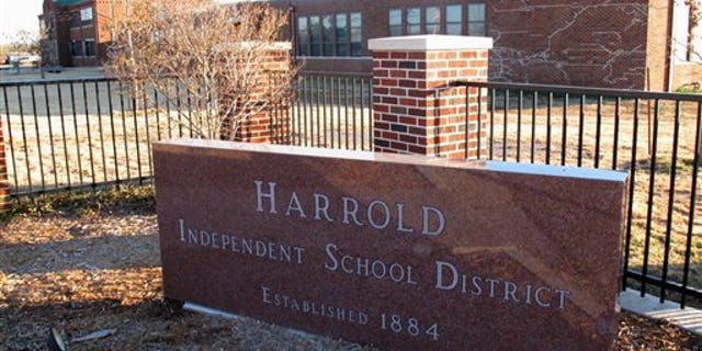 Dec. 17, 2012: Tthe sign in front of the Harrold Independent School District in Harrold, Texas.
