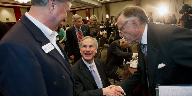 Texas AG Greg Abbott, Republican candidate for Governor, greets supporters on Jan. 10, 2014 in Austin, Texas.