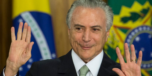 Brazil's acting President Michel Temer in Brasilia, Brazil, Thursday, May 12, 2016.