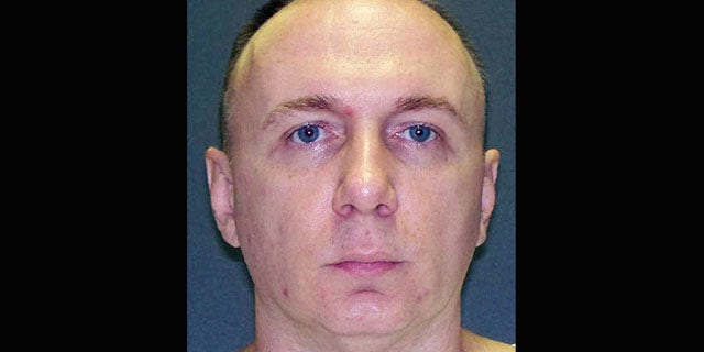 Oct. 31, 2012: This handout photo provided by the Texas Department of Public Safety shows Donnie Roberts. Roberts, a Louisiana parole violator, is set to die for killing his girlfriend Vicki Bowen at her home in Lake Livingston, Texas, in October 2003.