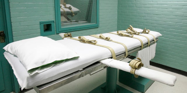 FILE: 2008: A gurney on which Texas' condemned are strapped down to receive a lethal dose of drugs. in Huntsville, Texas.
