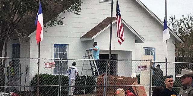 Workers at First Baptist Church in Sutherland Springs.