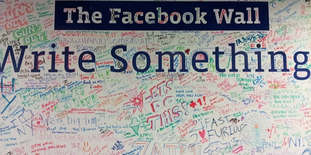 The Facebook Wall -- not the virtual one, but a real wall, at the company's New York offices.