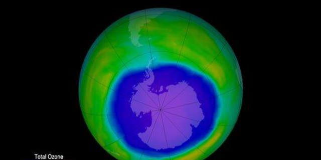 This image provided by NOAA shows the ozone hole.