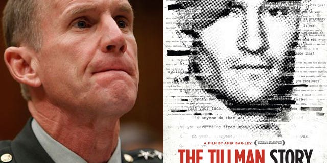 Gen. Stanley McChrystal (left) and a promotional poster for the film 'The Tillman Story'