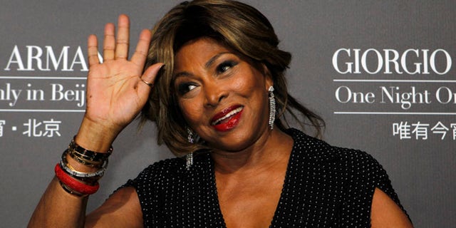 May 31, 2012: This file photo shows U.S. singer actress Tina Turner arriving for the Giorgio Armani fashion show held in Beijing.