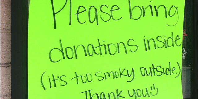 A sign posted at the restaurant.