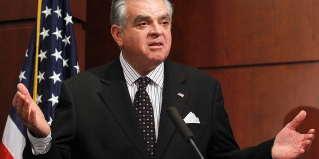 In this Feb. 8 file photo, Transportation Secretary Ray LaHood speaks in Washington. Sens. Jack Reed and Sheldon Whitehouse sent a letter Friday to U.S. Transportation Secretary Ray LaHood asking that he consider sending some of the rejected funds to Rhode Island.