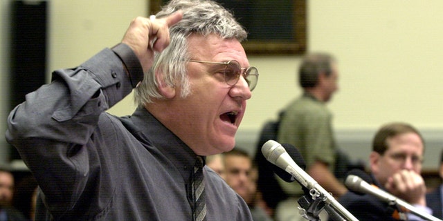 FILE: July 15, 2002: Rep. James Traficant, D-Ohio, testifies on Capitol Hill, in Washington, D.C., before the House Ethics Committee.
