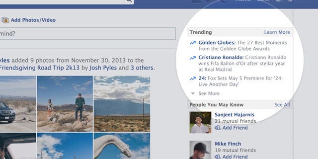 Facebook on Thursday unveiled a "trending topics" module to show users what other Facebookers are talking about.