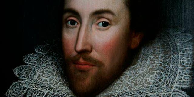 A detail of a portrait of William Shakespeare, presented by the Shakespeare Birthplace trust, is seen in central London, Monday March 9, 2009.