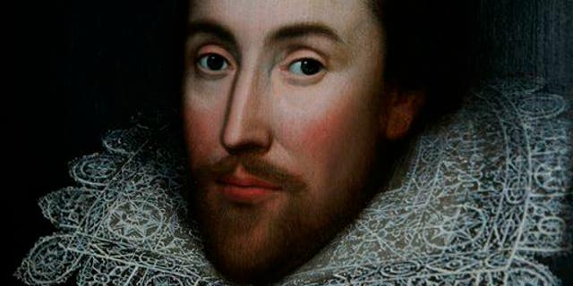 A detail of a portrait of William Shakespeare, presented by the Shakespeare Birthplace trust, is seen in central London, Monday March 9, 2009.