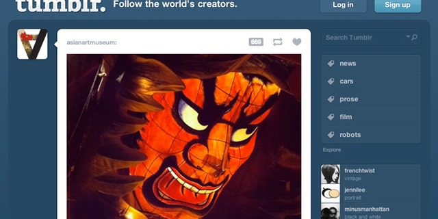 The home page for the Tumblr website.