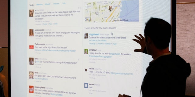 Sept. 14, 2010: In this file photo, Twitter CEO Evan Williams makes a presentation about changes to the social network at Twitter headquarters in San Francisco.