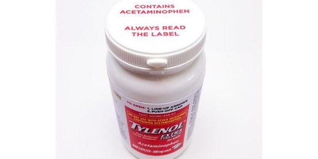 This undated product image shows a bottle of Extra Strength Tylenol bearing a new warning label on the cap alerting users to potentially fatal risks of taking too much of the pain reliever. (AP Photo/Johnson & Johnson)