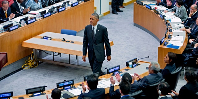 President Barack Obama at U.N. headquarters, Thursday, Sept. 25, 2014.