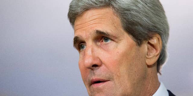 FILE - This April 29, 2014 file photo shows Secretary of State John Kerry speaking at the State Department in Washington. Stopping short of describing deadly fighting in South Sudan as genocide, Kerry on Thursday blasted the new nation’s ethnic and political leaders as creating the same kind of violence their people sought to escape when they voted three years ago to break away from Sudan. (AP Photo)