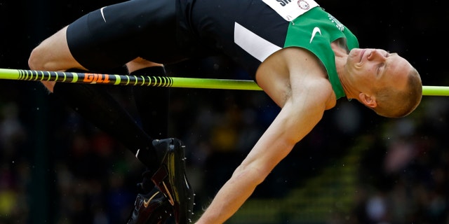 June 25, 2012: Jesse Williams participates in the men's high jump finals at the U.S. Olympic Track and Field Trials in Eugene, Ore