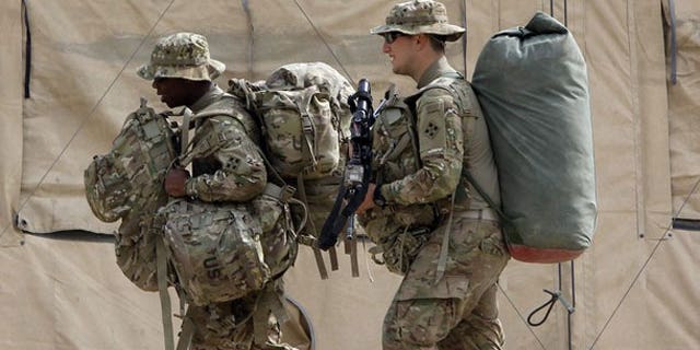 March 18, 2012: U.S. Army soldiers from 3rd Squadron, 61st Cavalry Regiment arrive for the beginning of their deployment at Forward Operating Base Joyce in Kunar province, eastern Afghanistan.