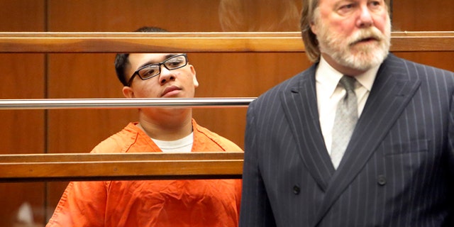 Alberto Ochoa in Los Angeles Superior Court Monday, Jan. 12, 2015 with his attorney.