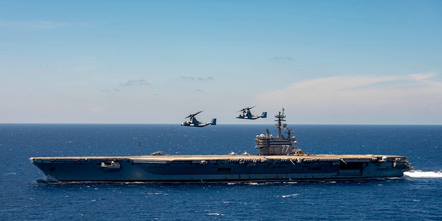 Airman Apprentice Joseph Min Naglak had just secured an E-2C Hawkeye radar plane to the flight deck; Naglak’s death occurred Monday aboard the USS George H. W. Bush (pictured) while it was in the Atlantic Ocean.