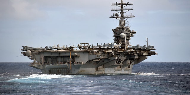 1701201-N-OW182-0014
PACIFIC OCEAN (Dec. 1, 2017) The aircraft carrier USS Nimitz (CVN 68) steams in the Pacific Ocean prior to an air power demonstration. The Nimitz Carrier Strike Group is on a regularly scheduled deployment to the Western Pacific. The U.S. Navy has patrolled the Indo-Asia-Pacific region routinely for more than 70 years promoting peace and security. (U.S. Navy photo by Mass Communication Specialist 2nd Class Jacob M. Milham/Released)
