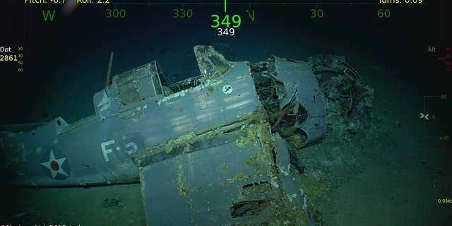 An aircraft from the USS Lexington rests on the bottom of the Coral Sea near Australia. The expedition crew of billionaire Paul Allen found the ship below 76 years after sinking.