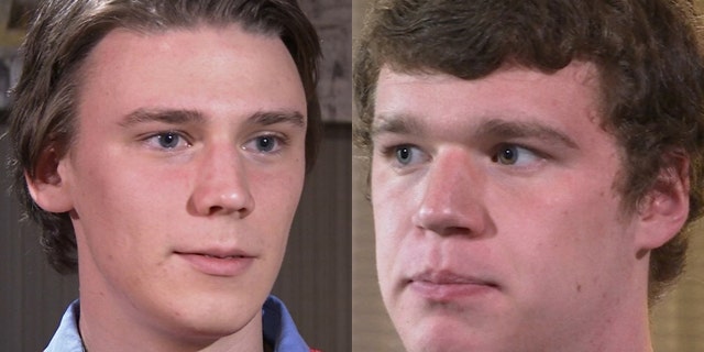 December 13, 2014: In these images taken from video, University of Virginia students Alex Stock, left, and Ryan Duffin talk during an interview with The Associated Press in Charlottsville, Va. (AP Photo)