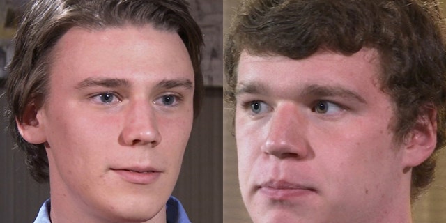 December 13, 2014: In these images taken from video, University of Virginia students Alex Stock, left, and Ryan Duffin talk during an interview with The Associated Press in Charlottsville, Va. (AP Photo)