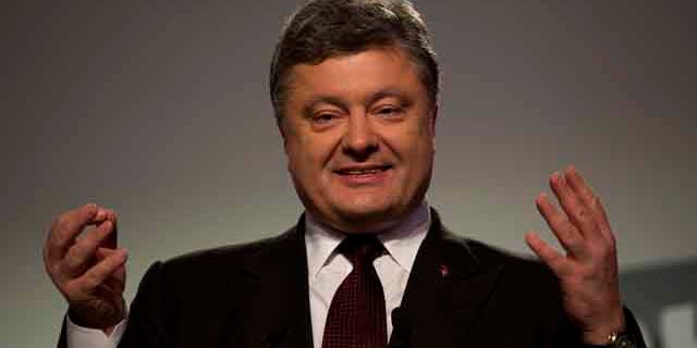 October 26, 2014: Ukrainian President Petro Poroshenko at a press conference following the parliamentary elections in Kiev. Exit polls indicate Ukrainians overwhelmingly voted for several pro-Western parties in a landmark parliamentary election Sunday.