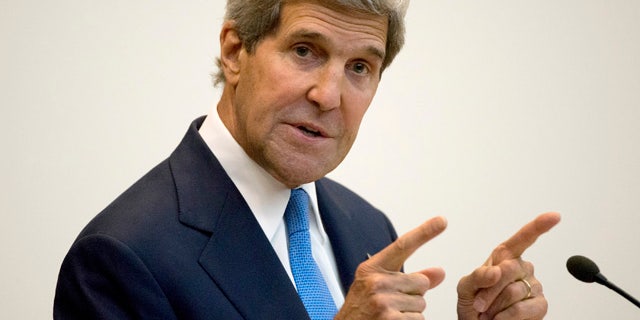 June 18, 2014: Secretary of State John Kerry gives the keynote address at the 2014 World Food Prize Laureate Announcement Ceremony, at the State Department in Washington. (AP Photo/Molly Riley, File)