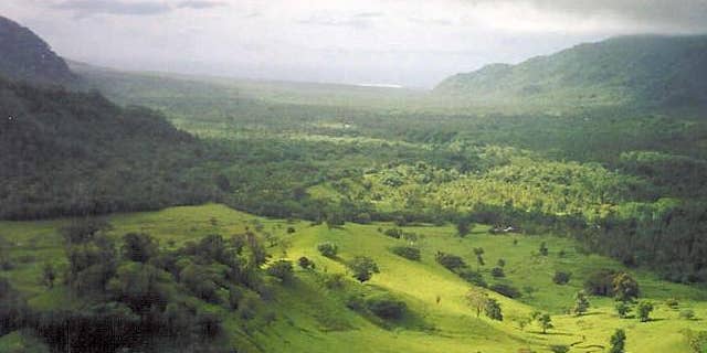 Falefa Valley, looking north at the east end of Upolu Island in Independent Samoa.