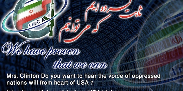 A graphic placed on the website for the U.S.-run Voice of America news service, allegedly by a pro-Iran "Cyber Army."