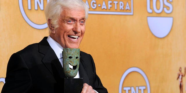 Jan. 27, 2013: Actor Dick Van Dyke poses backstage with his life achievement award at the 19th Annual Screen Actors Guild Awards.
