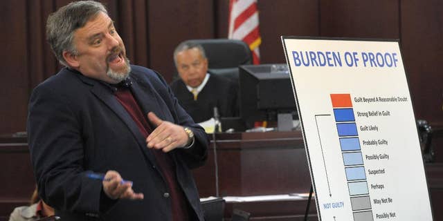 Attorney Fletcher Long gives his final argument to the jury during the trial of Brandon Vandenburg and Cory Batey on Tuesday, Jan. 27, 2015 in Nashville, Tenn. Vandenburg and Batey, two former Vanderbilt football players, are each charged with five counts of aggravated rape and two counts of aggravated sexual battery. (AP Photo/The Tennessean, John Partipilo, Pool)