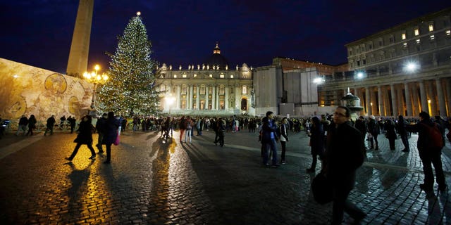 Dec. 14, 2012 - The 78 ft Christmas tree lit in St. Peter's Square at the Vatican.