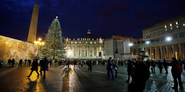 Dec. 14, 2012 - The 78 ft Christmas tree lit in St. Peter's Square at the Vatican.