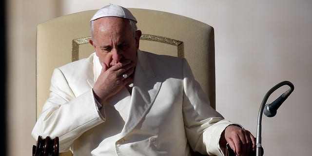 Pope Francis in his weekly general audience in St. Peter's Square at the Vatican, Wednesday, Dec. 4, 2013.