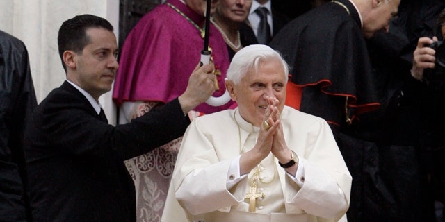 Pope Benedict XVI, shown here in 2008 photo, was the target of a terror plot, according to Italian authorities.
