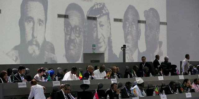 Attendees take part in the 17th Non-Aligned Movement Summit in Porlamar, Venezuela's Margarita Island, Saturday, Sept. 17, 2016.
