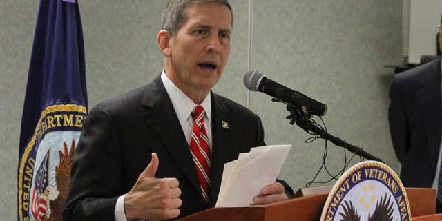 July 18, 2014: Veterans Affairs Acting Secretary Sloan Gibson speaks during a press conference at the local VA facility in El Paso, Texas. (AP Photo/Juan Carlos Llorca)