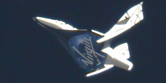 Virgin's VSS Enterprise falls back to Earth, completing a test known as "feathering."