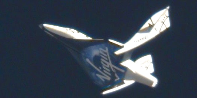 Virgin's VSS Enterprise falls back to Earth, completing a test known as "feathering."