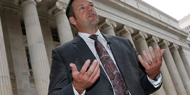 Kansas Secretary of State Kris Kobach on Tuesday, Aug. 23, 2016 in Denver.