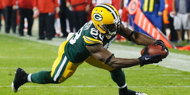 Monday, Sept. 28: The Green Bay Packers' Ty Montgomery catches a touchdown pass during the first half against the Kansas City Chiefs.