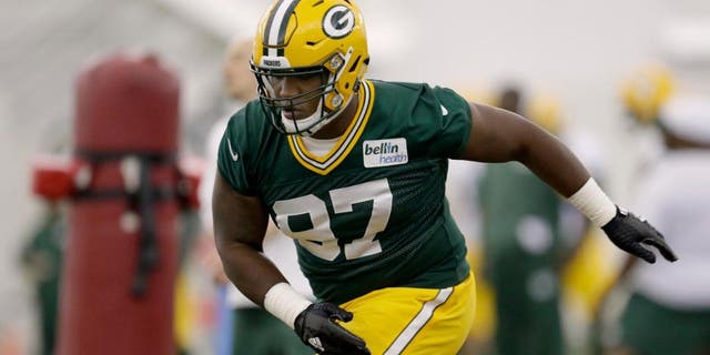 Friday, May 6: Green Bay Packers first-round pick Kenny Clark rus drills during rookie minicamp.