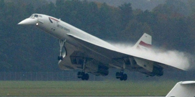 A Concorde jet owned by British Airways is seen as it lands at
Washington Dulles International airport, October 14, 2003, as part of
its farewell North American tour. The plane is to be retired from
commercial service before the end of the year. REUTERS/Yuri Gripas
YG/GN