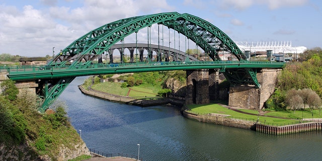 Police said Paige Hunter's inspiring messages on Sutherland, England's Wearmouth Bridge, pictured here, helped save six lives.